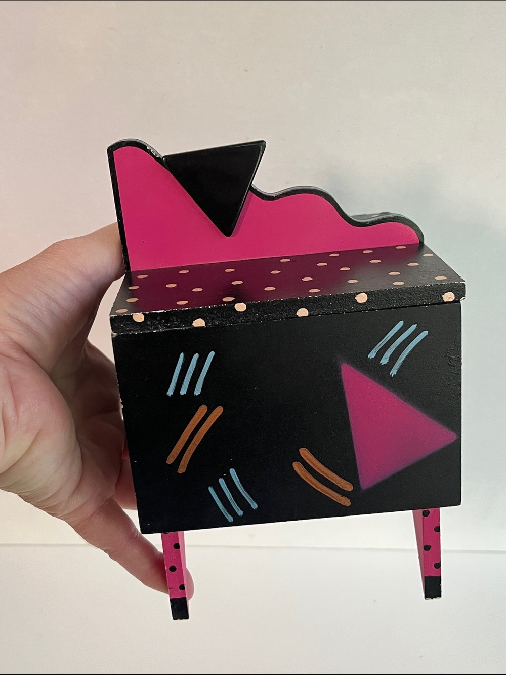 Vintage Hollis Fingold Radar Design Memphis Style Art Deco Jewelry Box - Picture 13 of 13